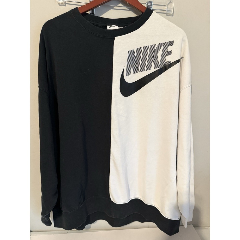 Women's Oversized Nike Black/white Color block Sweatshirt NSF Crewneck Small